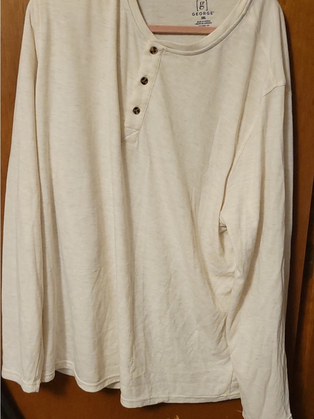 George Cream Long-Sleeve Henley Shirt